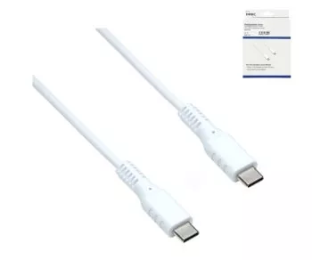 DINIC USB Typ C auf C Ladekabel, 2x USB Typ C Stecker, 60W, 3A, OD: 3.5mm, weiß, DINIC Box mit Euroloch, 1.5m